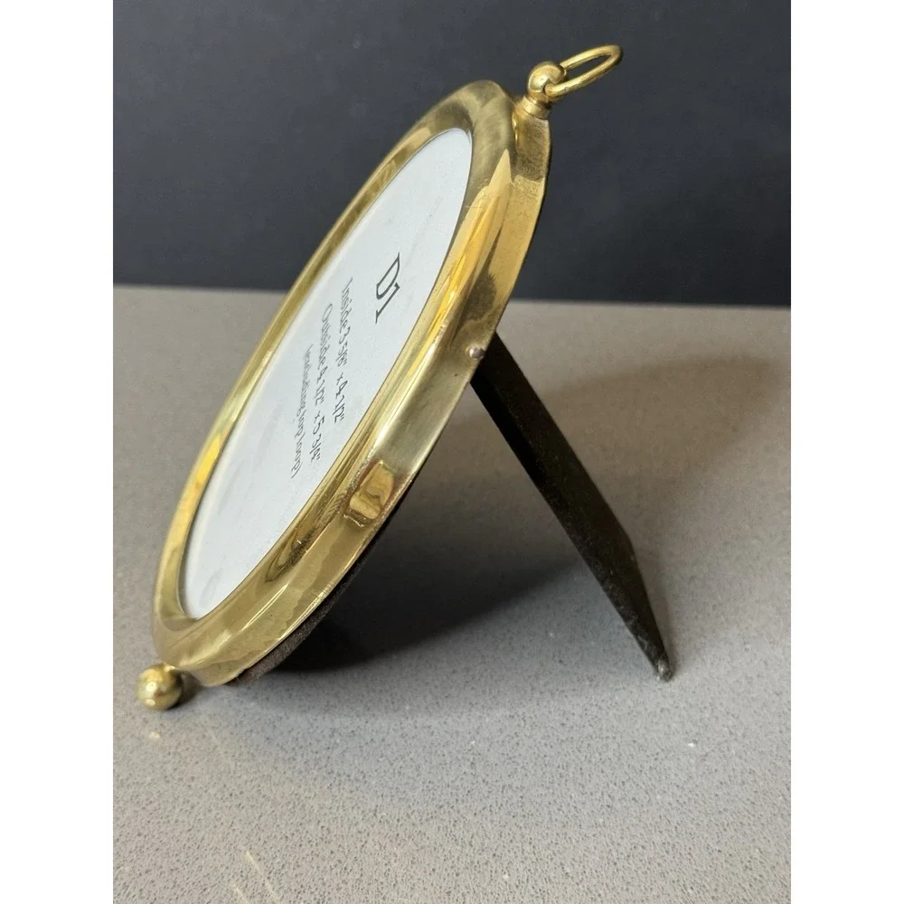 Vintage Oval MCM Brass Metal Picture Frame Gold Tone w/ Ball Feet 3.6 x 4.5 GUC